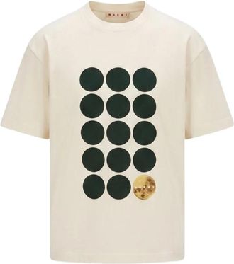 Marni Planet Print T-Shirt - Heren - T-shirts - Wit - M - Katoen - Tops