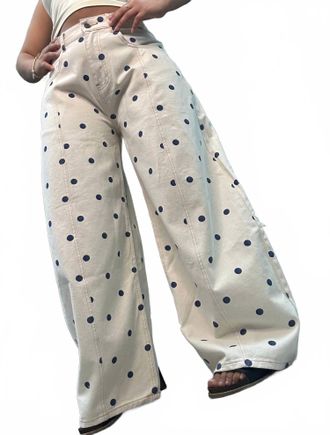 Peach Love California Womens Polka Dot Gypsy Fit Pants In Blue