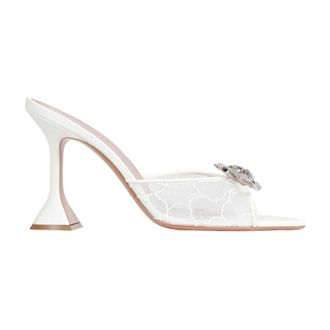 Amina Muaddi Heeled Mules, female, White, Size: 10 US Rosie Lace Slipper 95