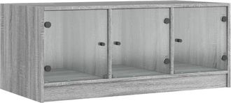 vidaXL Vidaxl - Mesa de centro con puertas de vidrio gris Sonoma 102x50x42 cm