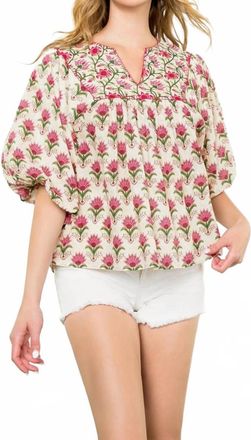 THML Clothing Willow Blouse In Pink Multi