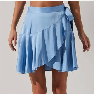 Astr Ellery Ruffle Mini Skirt In Blue