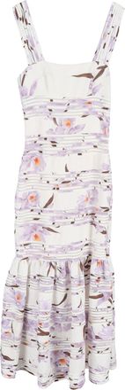 Zimmermann Floral-Print Sleeveless Midi Dress in Purple Linen