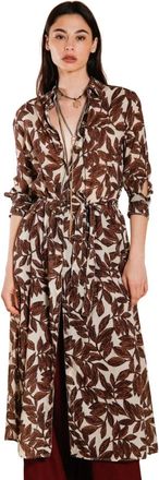 Mason's Nicole Dress - Dames - Shirt Kleedjes - Bruin - L - Katoen - Kleedjes