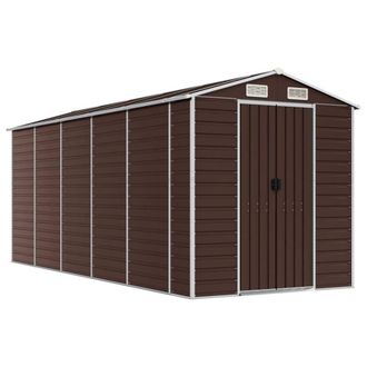 Berkfield Home Garden Shed Brown 191x470x198 cm Galvanised Steel | Size: 191 x 470 x 198 cm