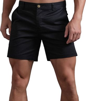 Generic Mens Slim Fit Shorts 7 Inseam Skinny Chino Short Stretch Golf Sports Comfort Casual with Pocket 2025 Trendy Black