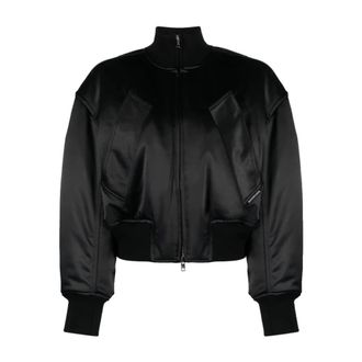 Alexander Wang Alexander Wang, Bomber Jackets, female, Black, Size: M Padded Bomber Jacket with Logo Tag
