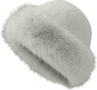 Generic Faux Fur Hat for Women Thick Russian Style Winter Warm Earmuff Hats Elegant Soft Plush Fluffy Windproof Hats Thermal Fleece Furry Hat for Skiing Skati
