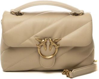 Pinko Pinko, Tassen, Dames, Beige, ONE Size, Leer, Love Bag Puff Classic Maxi Quilt