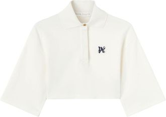 Palm Angels PA monogram cropped polo top - women - Cotton/Polyester - L - White