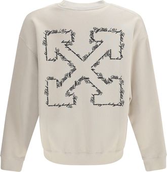 Off-white Mens Script Arrow Crewneck Sweatshirt Pumice Stone Cotton Sweatshirts Sweater