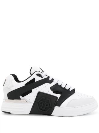 Philipp Plein logo-embossed leather sneakers - men - Rubber/Fabric/Calf Leather/Calf Leather - 44 - White