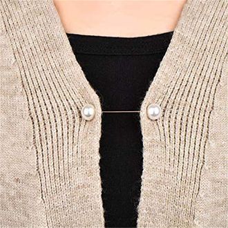 Generic Faux Pearl Brooch Pins Sweater Shawl Clips Vintage Shirts Dresses Cardigan Collar Safety Pins for Women Durable Design Multicoloured