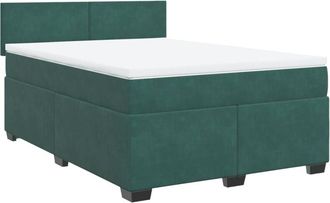 vidaXL Vidaxl - Cama Box Spring Con Colch&oacute;n Terciopelo Verde Oscuro 160x200 Cm