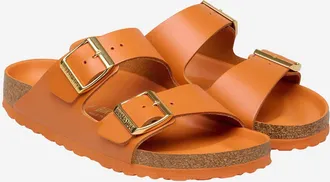 Birkenstock Unisex Sandals Arizona Orange Leather Slippers Flat Shoes