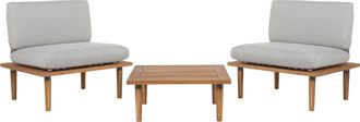 Beliani Beliani - Conjunto De Jard&iacute;n De Madera De Acacia Certificada Con Cojines Grises Para 2 Personas Sillones Con Mesa Auxiliar Frascati