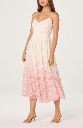 ASTR the Label Bellora Floral Midi Dress in Pink Floral at Nordstrom, Size Medium