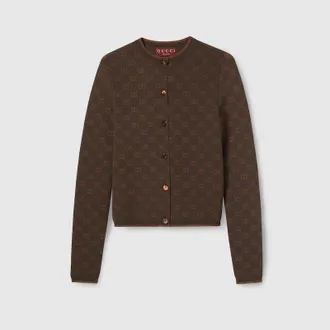 Gucci Stretch GG Viscose Jacquard Cardigan, Brown, Ready-to-wear