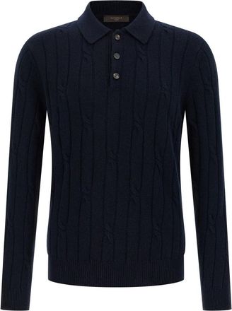Zanone Cashmere Polo Shirt - Heren - Ronde hals truien - Blauw - XL - Wol - Truien & Vesten