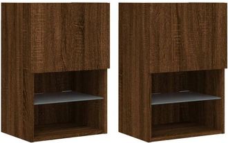 vidaXL Vidaxl - Muebles de tv con luces led 2 uds roble 40,5x30x60 cm