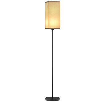 HOMCOM Standing Floor Lamp with Linen Shade for Living Room - Bedroom - Black | TJ Hughes
