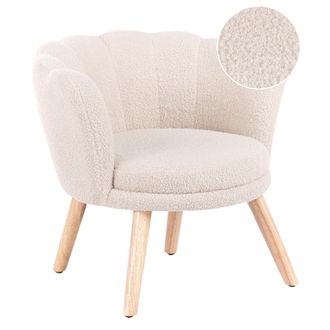 Beliani Sill&oacute;n Infantil Silla Tapizada De Boucl&eacute; Para Ni&ntilde;os Patas De Madera Beige Claro Halby