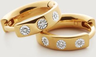 Monica Vinader Gold Fiji Gem Diamond Mini Huggie Earrings - Diamond Diamond