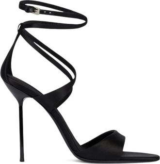 PARIS TEXAS 105 mm Lidia stiletto wikkelsandalen - Zwart