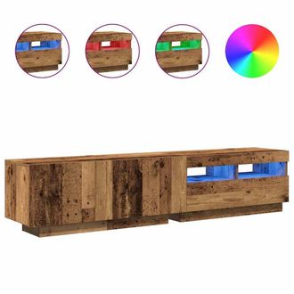 Berkfield Home TV Cabinet with LED Lights Old Wood 180x35x40 cm Engineered Wood in Brown | Size: 180 x 35 x 40 cm