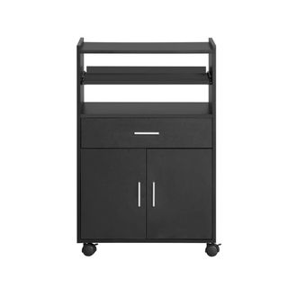 SoBuy Aparador auxiliar de cocina con ruedas madera negro