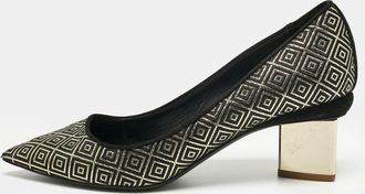 Nicholas Kirkwood Black/gold Diamond Quilt Jacquard Pointed Toe Pumps