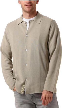 Woodbird Casual Base Knit Heren Overhemd - Heren - Casual Overhemden - Beige - M - Overhemden