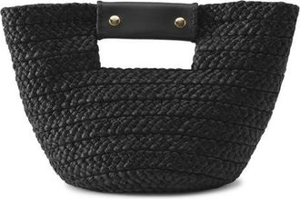 Helen Kaminski Mini Remi Braided Raffia Tote in Charcoal/Black at Nordstrom