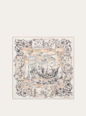 Ferragamo Women Ethnic print silk scarf Beige