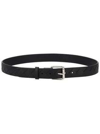 Bottega Veneta Black Braided Buckle Belt