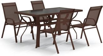 vidaXL 5 Piece Garden Dining Set Brown and Black Vidaxl
