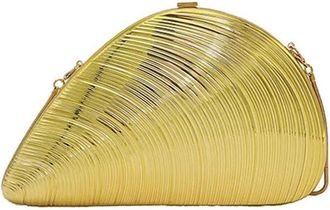 Generic Creative Gold Closure Conch Clutch Bag Women Evening Wedding Party Cute Chain Purse Dinner Crossbody Dating(Color 1)