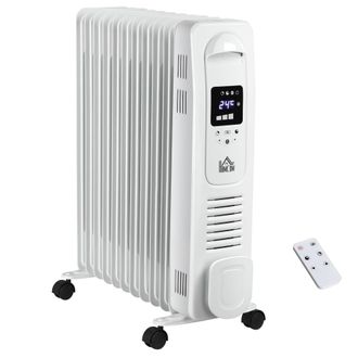 HOMCOM 2720W Oil Filled Portable Radiator Heater W/ Remote Control - White | TJ Hughes