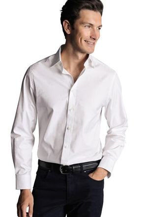 CHARLES TYRWHITT Egyptian Cotton Twill Slim Fit Shirt Single Cuff in White at Nordstrom, Size 15