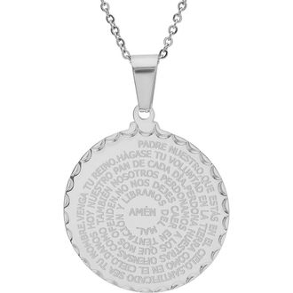 Steeltime Padre Nuestro Pendant Necklace in Silver at Nordstrom Rack