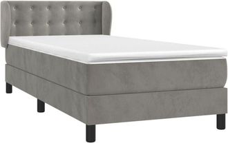 vidaXL Vidaxl - Cama Box Spring Con Colch&oacute;n Terciopelo Gris Claro 90x190 Cm