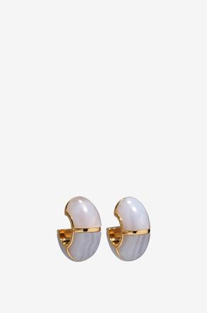 Lizzie Fortunato Goldene Creolen mit Achat Zellige Blue Lace