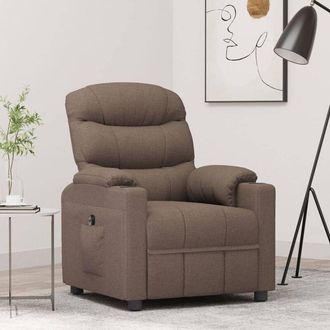 vidaXL Sill&oacute;n Reclinable El&eacute;ctrico Tela Gris Taup&eacute; Vidaxl