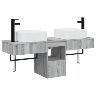 vidaXL Set Di Armadi Da Bagno 3 Pz Sonoma Grigio 53 X 35 X 39 Cm Vidaxl