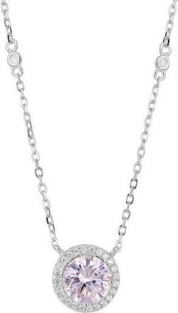 Savvy Cie Jewels Brilliant Cubic Zirconia Halo Pendant Necklace in Fancy Pink at Nordstrom Rack