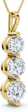Pompeii3 14k White or Yellow Gold Round-Cut Diamond Three Stone Pendant 2cttw Necklace