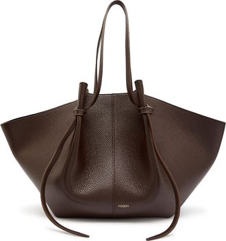 Yuzefi Mochi Large Grained Leather Tote bag - Dark Brown - One Size