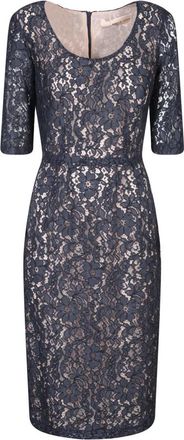 Blanca Vita Blauwe Bloemenkanten Jurk - Dames - Casual kleedjes - Blauw - M - Polyester - Kleedjes