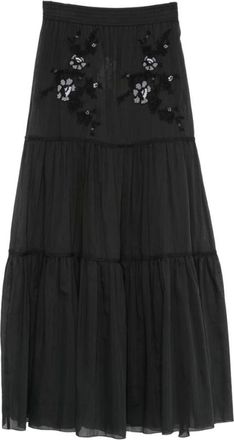 Ermanno Scervino Maxi Skirts, female, Black, Size: XS Elastic-waistband Maxi Skirt