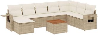 vidaXL Set De Sof&aacute;s De Jard&iacute;n 9 Pzas Con Cojines Rat&aacute;n Sint&eacute;tico Beige Vidaxl